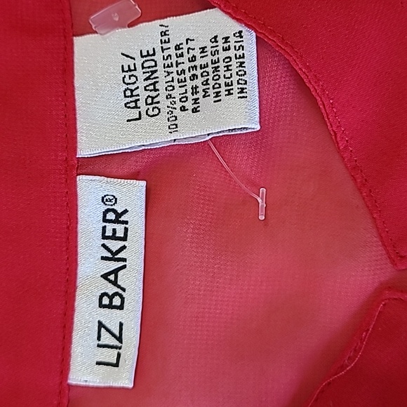 NEW Vintage Liz Baker Tunic Top Semi-sheer Chiffon Bright Red Poppies Print Lrge - Picture 7 of 9